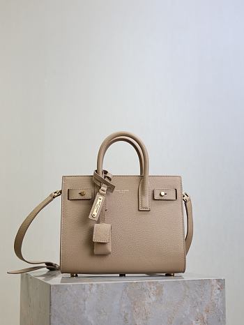 YSL Nano Sac De Jour In Grained Leather Beige - 22x18x10.5cm