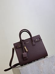 YSL Nano Sac De Jour In Grained Leather Burgundy - 22x18x10.5cm - 5