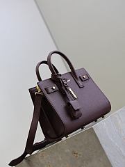 YSL Nano Sac De Jour In Grained Leather Burgundy - 22x18x10.5cm - 3