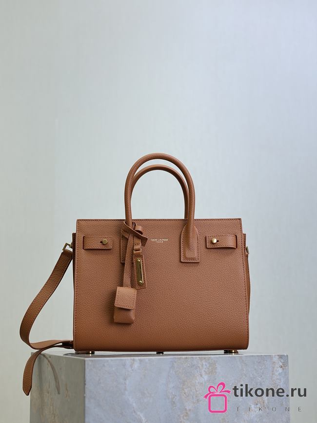 YSL Baby Sac De Jour In Grained Leather Brown - 26x20x13cm - 1