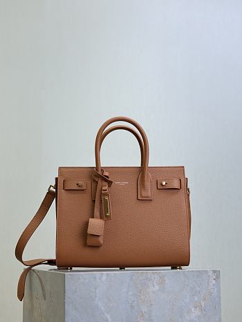 YSL Baby Sac De Jour In Grained Leather Brown - 26x20x13cm