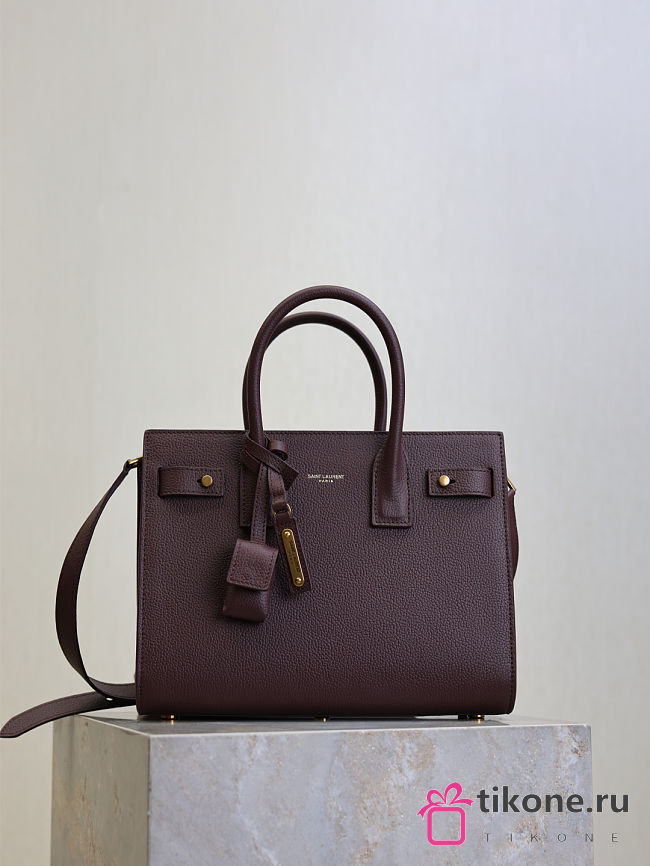 YSL Baby Sac De Jour In Grained Leather Burgundy - 26x20x13cm - 1