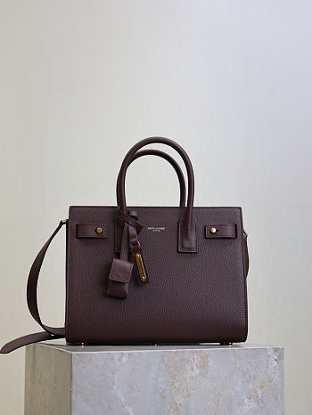 YSL Baby Sac De Jour In Grained Leather Burgundy - 26x20x13cm