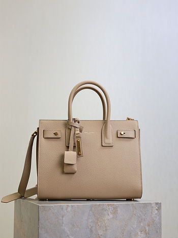 YSL Baby Sac De Jour In Grained Leather Beige - 26x20x13cm
