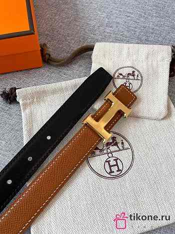 Hermes Mini Constance Martelee Belt Buckle & Reversible Leather Strap Black/ Brown 24mm