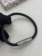 Dior Cannage Braided Leather Bracelet Black Lambskin Silver Finish Brass and Black Lacquer - 5