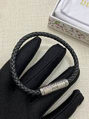 Dior Cannage Braided Leather Bracelet Black Lambskin Silver Finish Brass and Black Lacquer - 4