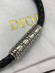 Dior Cannage Braided Leather Bracelet Black Lambskin Silver Finish Brass and Black Lacquer - 2