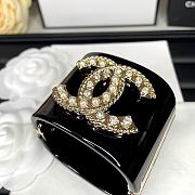 Chanel Faux Pearl & Strass CC Resin Cuff Bracelet Black 20098 - 3