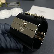 Chanel Faux Pearl & Strass CC Resin Cuff Bracelet Black 20101 - 3