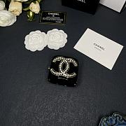 Chanel Faux Pearl & Strass CC Resin Cuff Bracelet Black 20101 - 6
