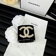 Chanel Faux Pearl & Strass CC Resin Cuff Bracelet Black 20102 - 6