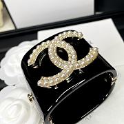 Chanel Faux Pearl & Strass CC Resin Cuff Bracelet Black 20102 - 5