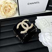 Chanel Faux Pearl & Strass CC Resin Cuff Bracelet Black 20102 - 2