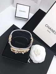 Chanel Faux Pearl & Strass CC Resin Cuff Bracelet Transparent 20103 - 4