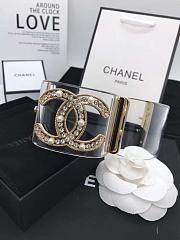 Chanel Faux Pearl & Strass CC Resin Cuff Bracelet Transparent 20103 - 3