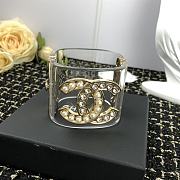 Chanel Faux Pearl & Strass CC Resin Cuff Bracelet Transparent 20104 - 6