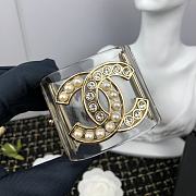 Chanel Faux Pearl & Strass CC Resin Cuff Bracelet Transparent 20104 - 5