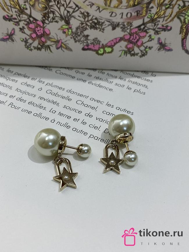 Dior Tribales Earrings Gold Finish Metal and White Resin Pearls 20104 - 1