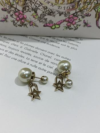 Dior Tribales Earrings Gold Finish Metal and White Resin Pearls 20104