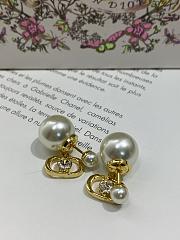 Dior Tribales Earrings Gold Finish Metal with White Resin Pearls and Silver Tone Crystals 20108 - 3