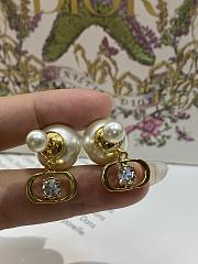 Dior Tribales Earrings Gold Finish Metal with White Resin Pearls and Silver Tone Crystals 20108 - 4