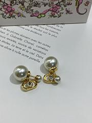 Dior Tribales Earrings Gold Finish Metal with White Resin Pearls and Silver Tone Crystals 20108 - 6