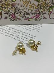 Dior Tribales Earrings Gold Finish Metal with White Resin Pearls and Silver Tone Crystals 20109 - 6