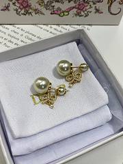 Dior Tribales Earrings Gold Finish Metal with White Resin Pearls and Silver Tone Crystals 20109 - 4
