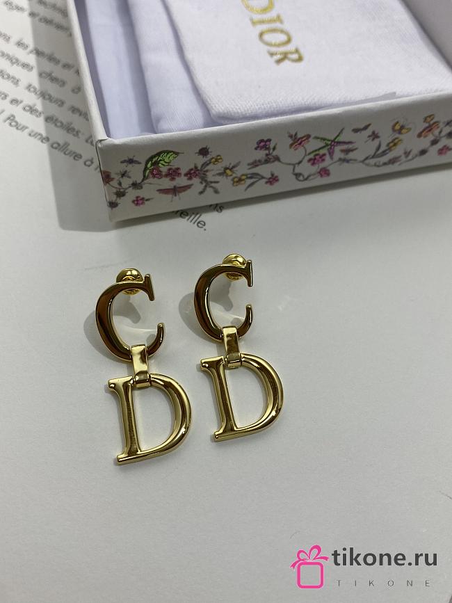 Dior Saddle Earrings Gold Finish Metal - 1