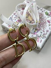 Dior Saddle Earrings Gold Finish Metal - 2