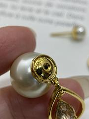 Dior Tribales Earrings Gold Finish Metal with White Resin Pearls and Champagne Crystals - 4