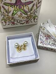 Dior Tribales Earrings Gold Finish Metal with White Resin Pearls and Champagne Crystals - 5