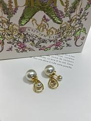 Dior Tribales Earrings Gold Finish Metal with White Resin Pearls and Champagne Crystals - 3