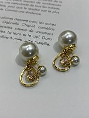 Dior Tribales Earrings Gold Finish Metal with White Resin Pearls and Champagne Crystals - 2