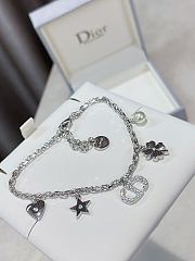 Dior Petit CD Lucky Charms Bracelet Silver Finish Metal with White Resin Pearl and Silver Tone Crystals - 4