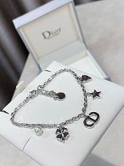 Dior Petit CD Lucky Charms Bracelet Silver Finish Metal with White Resin Pearl and Silver Tone Crystals - 2