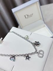 Dior Petit CD Lucky Charms Bracelet Silver Finish Metal with White Resin Pearl and Silver Tone Crystals - 3