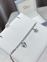 Dior Petit CD Lucky Charms Necklace Silver Finish Metal with White Resin Pearl and Silver Tone Crystals - 2