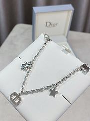 Dior Petit CD Lucky Charms Necklace Silver Finish Metal with White Resin Pearl and Silver Tone Crystals - 4