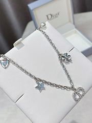 Dior Petit CD Lucky Charms Necklace Silver Finish Metal with White Resin Pearl and Silver Tone Crystals - 5