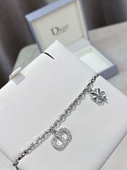 Dior Petit CD Lucky Charms Necklace Silver Finish Metal with White Resin Pearl and Silver Tone Crystals - 6