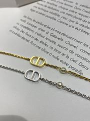Dior Petit CD Bracelet Gold/ Silver Finish Metal and White Resin Pearl - 5