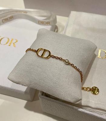 Dior Petit CD Bracelet Gold/ Silver Finish Metal and White Resin Pearl