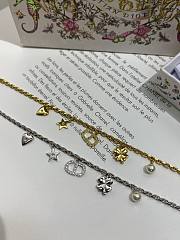 Dior Petit CD Lucky Charms Bracelet Gold Finish Metal with White Resin Pearl and Gold Tone Crystals - 3