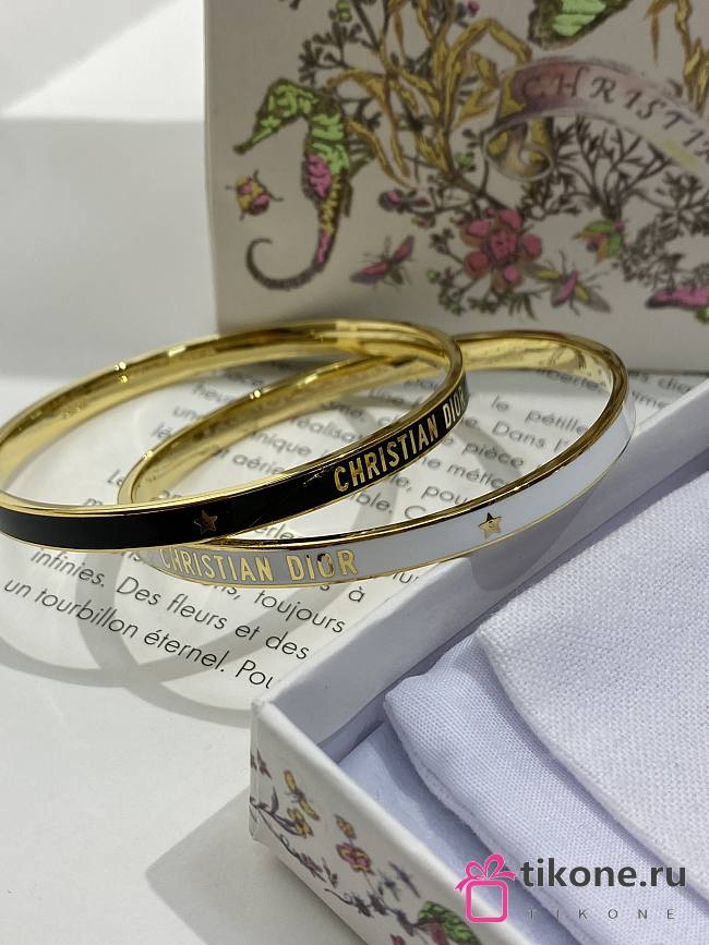 Dior Code Bangle Gold Finish Metal and Black/ White Lacquer - 1