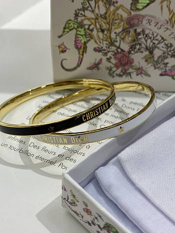 Dior Code Bangle Gold Finish Metal and Black/ White Lacquer