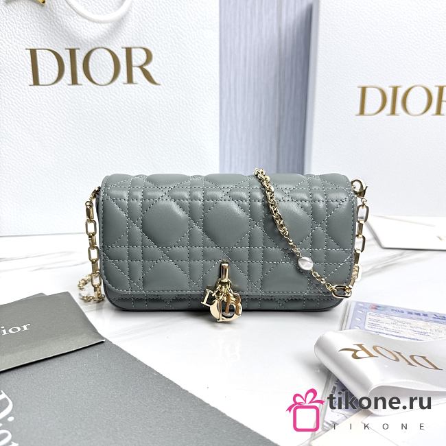 My Dior Talk Phone Pouch Gray Cannage Lambskin - 18.5x10x4cm - 1