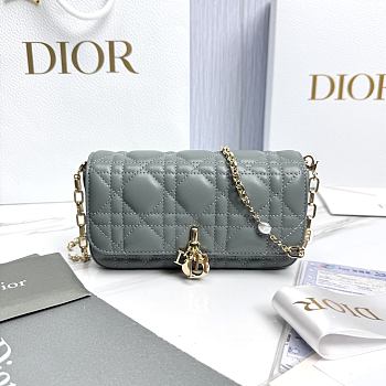 My Dior Talk Phone Pouch Gray Cannage Lambskin - 18.5x10x4cm