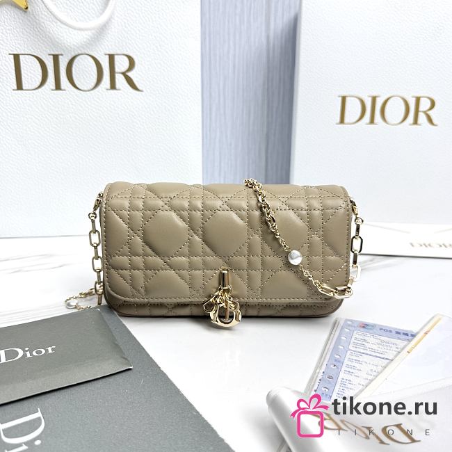 My Dior Talk Phone Pouch Powder Beige Cannage Lambskin - 18.5x10x4cm - 1